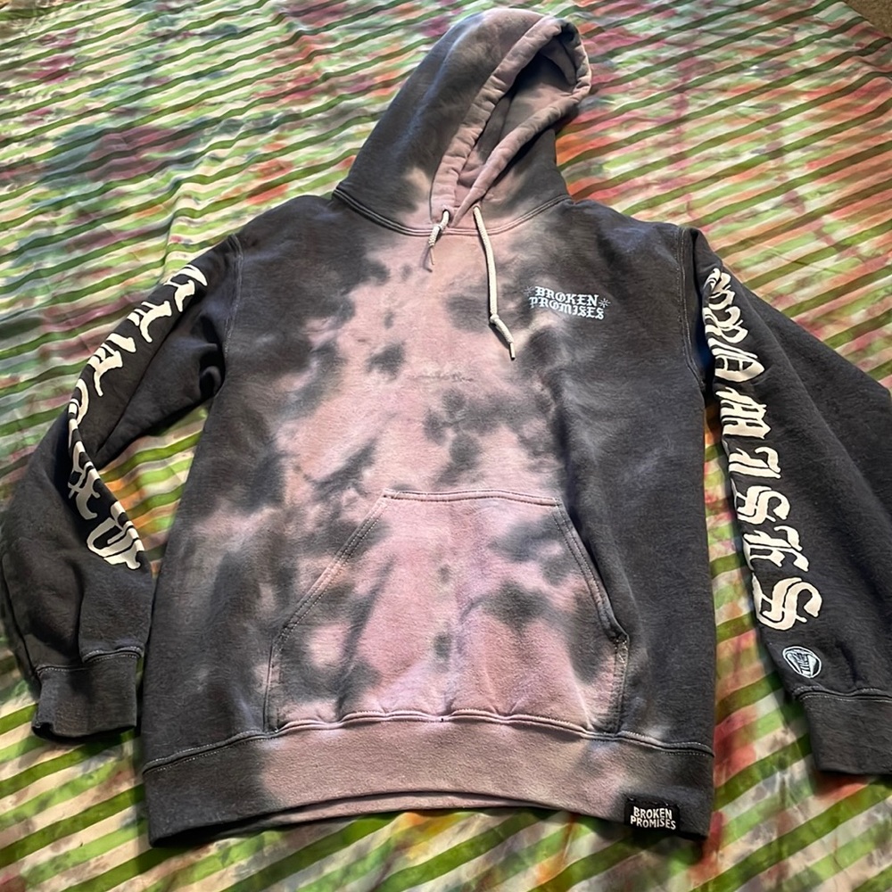 Broken promises tie dye hoodie printed on all sides